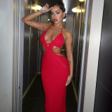 Backless V-neck Tie-waist Beach Dress