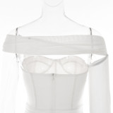 Sexy One-shoulder Tight-fitting Backless Waist-cinching Dress.