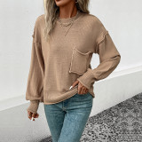 Autumn Solid Color Long Sleeve Pullover Sweater