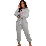 Autumn/winter Casual Sportswear Hot Drilling Two Piece Pant Set