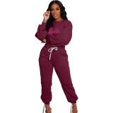 Autumn/winter Casual Sportswear Hot Drilling Two Piece Pant Set
