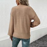 Autumn Solid Color Long Sleeve Pullover Sweater
