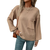 Autumn Solid Color Long Sleeve Pullover Sweater