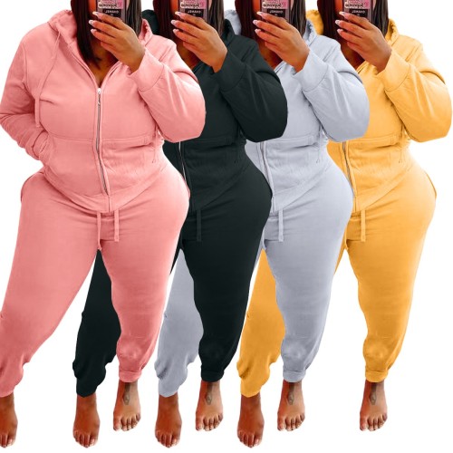 Fashion Hot Drill Sports Women's Plus Size Long Sleeve Hoodie Casual Suit