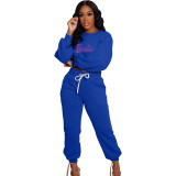 Autumn/winter Casual Sportswear Hot Drilling Two Piece Pant Set