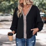 Long Sleeve Retro Women V Neck Shirt