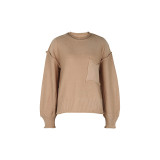 Autumn Solid Color Long Sleeve Pullover Sweater