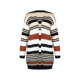 Color Block Long Sweater Cardigan