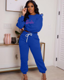 Autumn/winter Casual Sportswear Hot Drilling Two Piece Pant Set