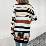 Color Block Long Sweater Cardigan