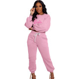 Autumn/winter Casual Sportswear Hot Drilling Two Piece Pant Set