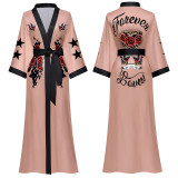 New Arrivals Women Home Wear Chiffon Printed Women Satin Robes