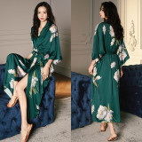 New Arrivals Women Home Wear Chiffon Printed Women Satin Robes