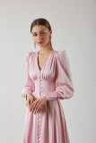 Woudeyou's Exquisite Lantern Sleeves Satin Dress with