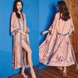 New Arrivals Women Home Wear Chiffon Printed Women Satin Robes