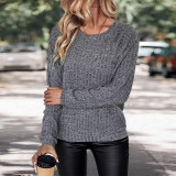 Autumn Women's Long Sleeve Solid Color Knitted Tops