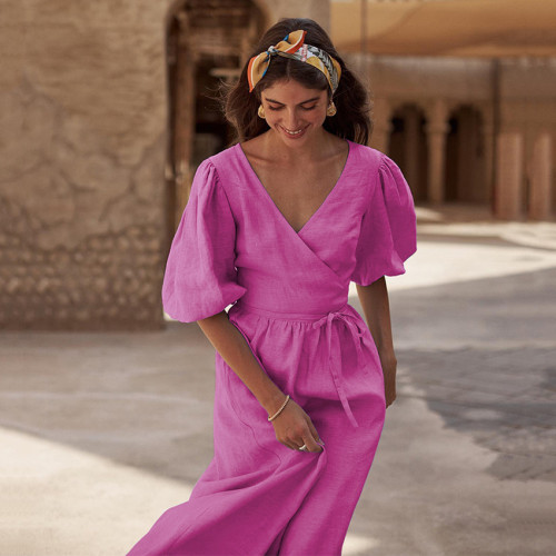 Elegant Summer High Waist Cotton A-line Dress