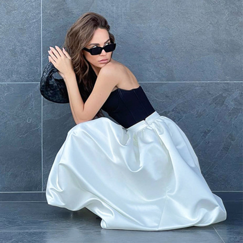 Chic and Breezy Satin Flouncy Skirt