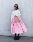 Chic and Breezy Satin Flouncy Skirt