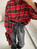Loose Checkered Coat for Women