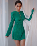 Long Sleeves Pleated A-line Dress