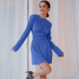 Long Sleeves Pleated A-line Dress