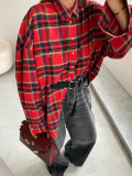 Loose Checkered Coat for Women