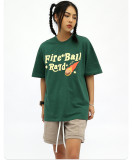 230G English Letter Print Loose Fit Cotton Men's T-Shirt