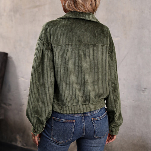 Casual Plush Clothing Solid Color Cardigan Jacket