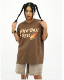 230G English Letter Print Loose Fit Cotton Men's T-Shirt