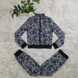 Casual Printed Sweatshirts Pant Set Two Pieces