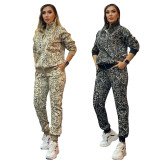 Casual Printed Sweatshirts Pant Set Two Pieces