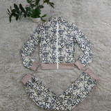 Casual Printed Sweatshirts Pant Set Two Pieces