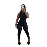 Sleeveless Hollow Out Slim Fit High Waist Sport Jumpsuit