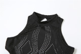 Sleeveless Backless Hollow Out Slim High Waist Jumpsuit
