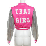 Fashionable Embroidered Patchwork Slim-fit Jacket Baseball Uniform Coat