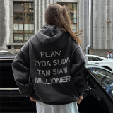 Fashionable Hooded Rhinestone Letter Printing Streetwear