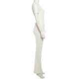 Slimming Short-Sleeved Top and High-Waisted Casual Pants Set