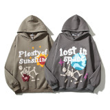 Kanye West Graffiti Foam Letter Skull Hoodie Velvet Pure Cotton Jacket