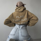 Fashionable Hooded Rhinestone Letter Printing Streetwear