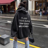 Fashionable Hooded Rhinestone Letter Printing Streetwear