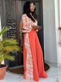 Autumn Half-High Collar Printed Long-Sleeved Shirt with High-Waisted Split Wide-Leg Pants Casual Suit