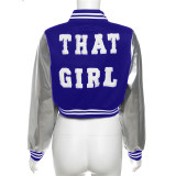 Fashionable Embroidered Patchwork Slim-fit Jacket Baseball Uniform Coat