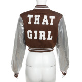 Fashionable Embroidered Patchwork Slim-fit Jacket Baseball Uniform Coat