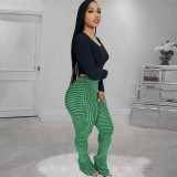 Street Striped Patchwork Regular Mid Waist Patchwork Bottoms