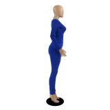 Solid Color Two Piece Yoga Wear Long Pants Long Sleeve Casual Pant Set