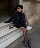 Women Outerwear With Button Bomber Jacket Coat Women Thicken Coat Top Women Women's Gray Navy Jacket