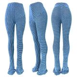 Street Striped Patchwork Regular Mid Waist Patchwork Bottoms