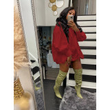 Famous Brand Dress Solid Bandage High Neck Long Sleeve Spring Autumn Casual Loose Mini Dress