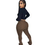Street Striped Patchwork Regular Mid Waist Patchwork Bottoms